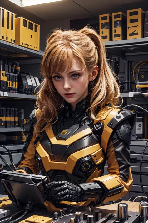 (masterpiece), (best quality:1.2), absurdres, intricate details, (highly detailed:1.2), dramatic lighting, <lora:add_detail_v5:1>
1 girl, adult (elven:0.7) woman, black eyes, white drill hair,
looking down, solo, upper body, detailed background, detailed face, (<lora:ConstructionyardAIV3:0.6>, constructionyardai theme:1.1), researcher, science, advanced technology, fantastical science lab in background, oscilloscope, robotics, cables, microchips, blackboard, bright lighting,