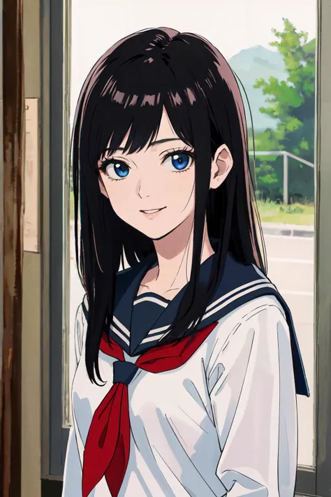 <lyco:Tsubomi_V2:0.5>,
(best quality, masterpiece, RAW photo,ultra-detailed:1.2), <lyco:GoodHands-beta2:1.0>,1girl,solo,looking at viewer,smile long straight black hair,
serafuku, school uniform,