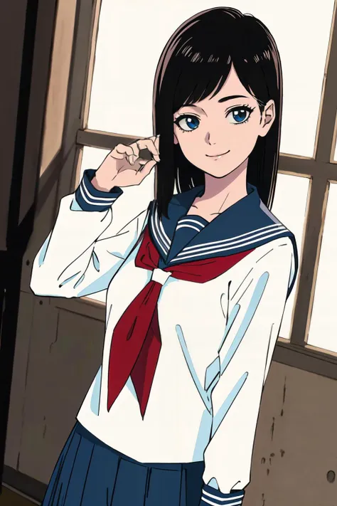 <lyco:Tsubomi_V2:0.7>,
(best quality, masterpiece, RAW photo,ultra-detailed:1.2), <lyco:GoodHands-beta2:1.0>,1girl,solo,looking at viewer,smile long straight black hair,
serafuku, school uniform,