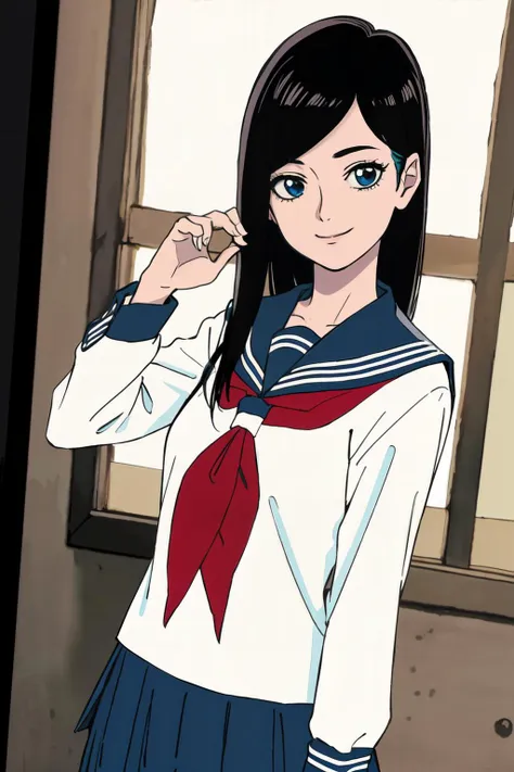 Anime girl in sailor outfit with red tie and white shirt - SeaArt AI