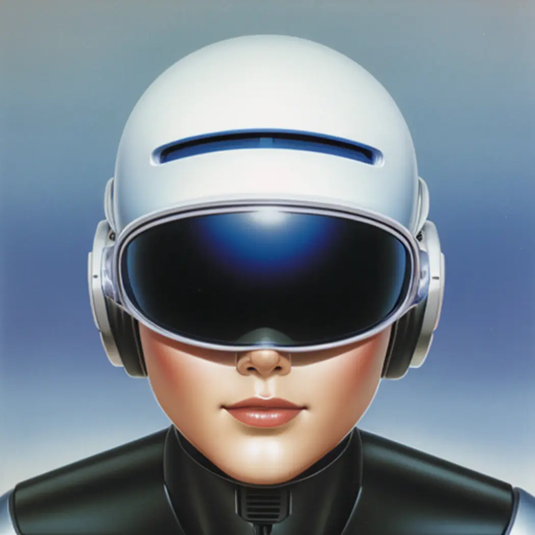 airbrush surrealism <lora:airbrush surrealism:0.5> robot with a visor for eyes