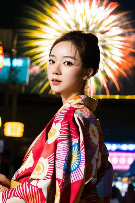 1girl
detailed face
kimono
fireworks
night market
( masterpiece, ) (best quality)