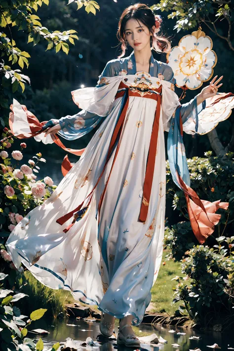 <(best quality, extremery best quality, masterpiece:1.5), (realistic, intricate details:1.2), (photorealistic:1.4), (extremely intricate:1.2), highres, ultra highres, ultra-detailed, absurdres, incredibly absurdres, extremely detailed, high quality, high resolution, hyperrealistic, ultra-realistic, hyper-detailed, top quality, best, fine detail, massive detail, Highly detailed, extreme detailed, highest detailed, high-res, absolutely resolution, reflection, (refraction:1.4), (hyperrealism:1.2)>, BREAK, 1girl, solo, looking at viewer, flat bangs, (young cute beautiful 18-year-old girl:1.1), 3d face, beautiful girl, Beautiful face, pretty, girlface, kpop idol, supermodel, stunning innocent symmetry face, (hand of Guido Daniele), perfect body, medium breast, slim waist, slim legs, (high detailed skin:1.2), glowing eyes, goddess, natural skin texture, shiny skin, White skin, Beautiful detailed face, detailed face, real skin texture, cute delicate face, finely detailed face, golden ratio, golden ratio face, expressive eyes, perfect face, perfect skin, flawless face, clear face, shiny hair, pale skin, Proper body proportion, perfect anatomy, realistic skin texture, luscious lips, glossy lips, natural makeup, beautiful bright pupils, slender figure, intricate eyes, detailed pupils, detailed face and eyes, longeyelashes, blush, good hand, perfect hands, pretty face, beautiful female bodies, finely detailed skin, oily shiny skin, BREAK, (((((golden hour, Sakura tree background, petals falling, dawn light, cobblestone pathway, building pavilion, chinese buildings, moutains, misty lake, ancient chinese background, puddle, after the rain, wet grass and trees, (sky overcast with a rainbow), (sunlight reflection), flower sea, in a meadow, (waterfall:1.2), ((breeze)), flying splashes, flying petals, leaves, nature, river, (forest), (bloom), bloom effect, detailed beautiful grassland with petal, flower, butterfly, petal, (((surrounded by heavy floating petal flow))), flowers, (black hair:1.3), (hanfu), (chinese clothes), ((floral print)), ((green/blue/yellow/pink/white/blackmagnificent print long sleeves)), ((pink/white/black/green/blue/yellow print see-through dress)), red lips, (chinese style countryard), (pond), (fullbody:1.3), (Luminescent Particles:1.4), (glow:1.1), beautiful sunset, wind, fog, (Pink hair:1.3), outdoors, (wavy hair), (long hair), (ahoge), (violet eyes), (golden accessories), (iridescent colors), watercolor, available light, detailed light, smile, volumetric fog, beautiful lighting, colorful refraction, Rembrandt lighting, Cinematic, pixel art, game art, key visual, surreal, PBR Texturing, Anisotropic Filtering, Maximum Clarity And Sharpness, Albedo And Specular Maps, Multi-Layered Textures, Surface Shading, Sub-Pixel Convolution, Sub-Pixel Convolution, Accurate Simulation Of Light-Material Interaction)))), BREAK, <blurry foreground, broad light, volumetric light effect, matte painting, perfectly defined features, volumetric lighting, Tone Mapping, Lumen Reflections, Global illumination, Ray Tracing, Screen Space Global Illumination, Accent Lighting, 32k, Natural Lighting, volumetric, cinematic masterpiece, Rule of thirds, high dynamic range, Multi-exposure HDR capture, cinematic render, game cg cinematic, atmospheric perspective, scene, epic dynamic frame, motion blur, ((cinematic look, Film look)), rim light, 4k textures, adobe lightroom, photolab, insane details, hyperdetailed, exposure blend, professional color grading, professional color correction, aerial perspective, particles and dust in beams of light, cinematic scene, dynamic lighting, sharp details, lomography, soft focus, light leaks, bold hues, atmospheric depth, (explosive light and shadow:1.2), aesthetics, intricate designs, ultra realistic digital art, (zentangle, mandala, tangle, entangle), (fractal art), elegant, vivid colours, floating particles, particles, dramatic, epic, (ink drawing, oil painting detailed), (dramatic lighting:1.2), (eye focus, face focus, character focus, close-up face:1.3), (dutch angle, cowboy shot:1.1), RAW, huge filesize, extremery detailed CG, Photo, 8k uhd, cinematic atmosphere, trending on artstation, award-winning glamour photograph, highly detailed photo, official art, beautiful and aesthetic, unity 8k wallpaper, beautiful, highly detailed CG illustration, best illustration, intricate, Amazing, emotional, analog, painting, digital painting, concept art, Oil Painting, illustration, Classical art, Renaissance, Romanticism, Neoclassicism, Color Palette, depth and contrast, Vibrant colors, saturated, rich saturation, color harmony, vivid palette, concept-art, design style, detail character, concept render, colorful, analog photography, dreamy atmosphere, specular highlights, atmospheric lighting, (dynamic angle, dynamic pose :1.3), (shiny, clothes reflecting light, lens flare, bloom effect, light particle, lens glare:1.3), realistic lighting, cinematic light, (cinematic lighting), light in the face, soft lighting, saturated colors, detailed background, sharp focus, 8k high definition, perspective, Master Composition, roughness, post-processing, soft shadows, realistic shadows, ambient occlusion, ray-tracing, subsurface scattering, photon mapping, physically-based rendering, octane rendering, unreal engine 5, ue5 rendering, Adobe After FX, dslr, RTX, Best character details, radiosity, sharp, antialiased, RAW photo, HDR, 8k, 4k, (((Photographed by Roger Deakins, using a RED Monstro 8K VV camera and a series of high-end lenses))), ((Hasselblad photography)), (film grain:1.4), Kodak portra 400, ((Fujifilm X-T5)), professional photograph, depth of field, caustics, Broad lighting, diffuse lighting, rim lighting, two tone lighting, textile details, visible pores, high resolution scan, professionally color graded, photographic reality, automatic white balance, best lighting, detailed shadow, high contrast, strong light and shadow>, (PureErosFace_V1:0.5), (ulzzang-6500:0.5), <lora:epiNoiseoffset_v3:0.1>, (kbxll:0.6), <lora:FilmVelvia2:0.1>, <lora:tang_hanfu:0.7>, <lora:add_detail:0.1>