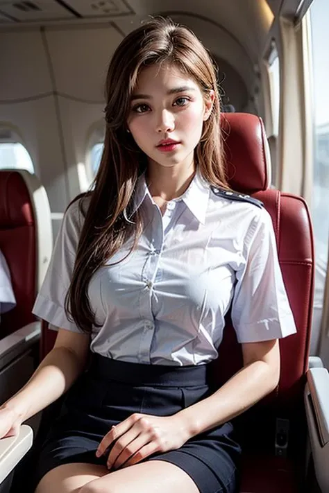 (best quality, masterpiece:1.2), (extremely intricate detail),high sharpness,extremely delicate and beautiful, beautiful and aesthetic, 
flight attendant,flight stewardess, airline stewardess,on the airliner,
stewardess uniform, stewardess skirt, 
showing panties,stewardess ,
nice hairstyle,with hair up,charming face,yellowish brown hair,
white foundation on face, red lips,<lora:add_detail:0.7>,