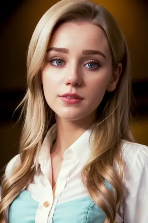 woman in a pretty button up blouse, <lora:ev4vl44r:1>, upper body, on a news program, presenting the news, RAW, 8K, UHD, cinematic lighting, highly detailed face, close up