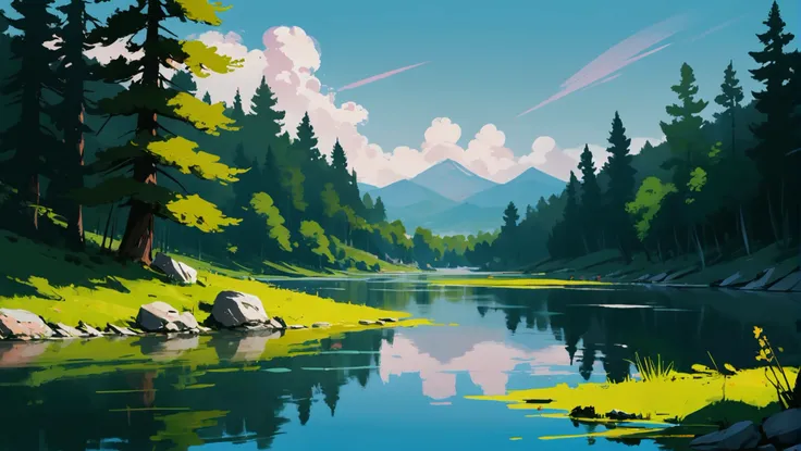 rough brushy digital painting, palette knife, sketch, anime style, noon, scenery, in a Artificial Lake Region<lora:EnvyStarlightAnimeDigitalPainting01:1>