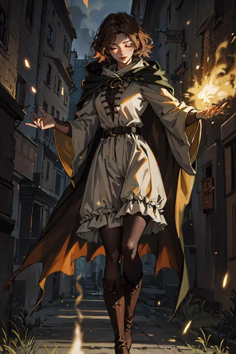 best quality, masterpiece,
melina \(elden ring\),1 girl, solo, brown hair,medium short hair, black cloak with hood,orange eyes,Tunic,belt,boots,full body, ashes and sparks in the air, (closed left eyes:1.4),(Scar on left eyes:1.4),
8k, high resolution, ultra detailed, professional digital painting, epic cinematic lighting, trending on artstation, 4k, hyperrealism, focused, extreme details, unreal engine 5, cinematic, masterpiece
<lora:melinaEldenRingLora_v1:0.85>
