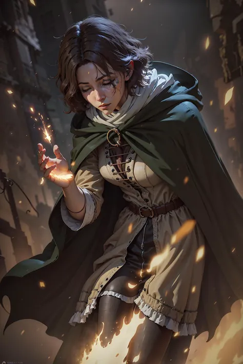 best quality, masterpiece,
melina \(elden ring\), brown hair,medium short hair, black cloak with hood,orange eyes,Tunic,belt,boots,full body, ashes and sparks in the air, (closed left eyes:1.4),(Scar on left eyes:1.4)
8k, high resolution, ultra detailed, professional digital painting, epic cinematic lighting, trending on artstation, 4k, hyperrealism, focused, extreme details, unreal engine 5, cinematic, masterpiece
<lora:melinaEldenRingLora_v1:0.85>