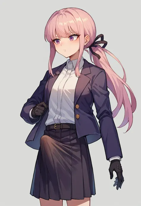 score_9, score_8_up, score_7_up, source_anime, <lora:Erection Under Clothes-000012:1> erection under clothes, 1girl, <lora:danganronpathh_kirigiri_ponyXL:1> kirigiridr3, ponytail, hair ribbon, jacket, open jacket, long sleeves, white shirt, skirt, black gloves,