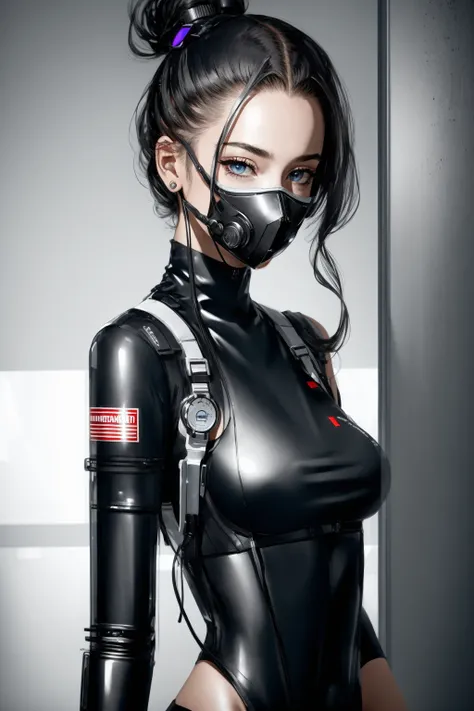 1girl,nurse,looking at viewer,bodysuit,mask,cyberpunk<lora:necoStyleLora_v10:1>
