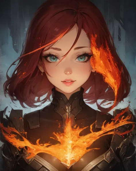 (Art by RossDraws), best quality, masterpiece, headshot, (impasto), (((Sticker))), bishojo, best quality, (broken glass fused with fire), (double exposure:1.2), 1girl, gentle smile, lips, (flowing), (zentangle) <lora:hqm8wb:0.8>