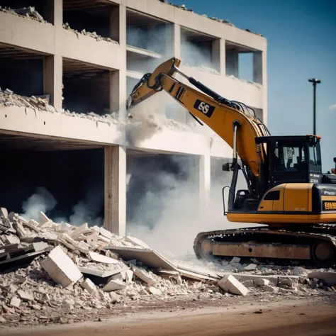 (best quality,4k,8k,highres,masterpiece:1.2),ultra-detailed,(realistic,photorealistic,photo-realistic:1.37),construction machinery,bulldozer with explosives in its body,explosive force,destructive power,demolishing barriers,warzone,battlefield,chaotic scene,dust and debris flying,crumbling buildings and structures,steel and concrete wreckage,smoke and fire,aircraft bombings,explosions and flames,devastation and destruction,scorched earth,devastated landscape,post-apocalyptic setting,dangerous war environment,powerful impact and shockwaves,conflict and chaos,overwhelming destruction,menacing atmosphere,wasteland,decimated cityscape,ruins and rubble,war-torn scenery,crisis and danger,carnage and ruins,heavy machinery in action,menacing war machines,booming detonations,barrier destruction,blasts and detonations,confrontation and clashes,dozer pushing through barriers,menace of war.