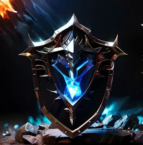 crystal shield,(lightning), , jewels,4k, epic realistic,  dark simple background, game icon,<lora:game_icon_diablo_style:0.9>,