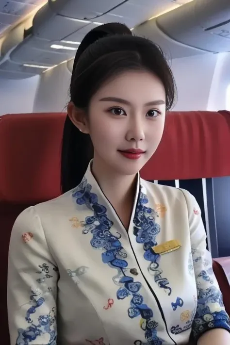 best quality, masterpiece, real,realistic, photo,photorealistic,28yo asian femal, looking at viewer,upper body,
1girl, wearing hna uniform,airplane interior,
<lora:hna uniform_0805v1_06:0.8> <lora:chinesedolllikeness1:0.6>