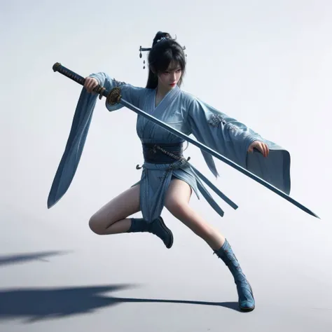 1girl,(full body:1.5),(best quality, masterpiece:1.4),(realism:1.2),(realisitc:1.2),(absurdres:1.2),(photorealistic:1.3),looking at viewer,<lora:Chinese_female_swordsmanv1.1:0.7>,nvjianke,sword,holding sword,holding weapon,(masterpiece, best quality, high quality, highres, ultra-detailed),thighhighs,<lora:UBWKatanaOneHand:0.8>,KatanaOneHand,