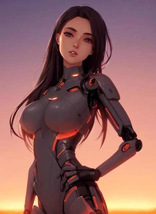 (modelshoot style), (((detailed face))), sexy woman (inside cramped rusty cockpit of a hydraulic mechanical robot), sunset, post-apocalyptic, long hair, lots of skin, 8k, high resolution, by ilya kuvshinov greg rutkowski makoto shinkai tian zi artgerm alphonse muchas rossdraws