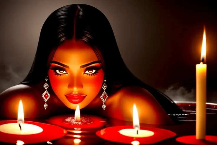 Intricately detailed, professional photograph, a beautiful Congolese vampire queen bathes in a steaming (pool of blood), covered in gore, bloody, glowing amber eyes, grinning, grin, black_hair, crimson_lips, (highly detailed:1.2), (hard focus), 135mm, f2.0,HD,HDR, 8k resolution, ultra detailed, rule of thirds, candlelight
