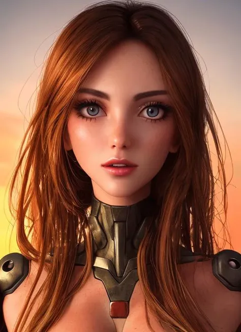 (closeup modelshoot style), (((detailed face))), sexy woman (inside cramped rusty cockpit of a hydraulic mechanical robot), sunset, post-apocalyptic, long hair, lots of skin, 8k, high resolution