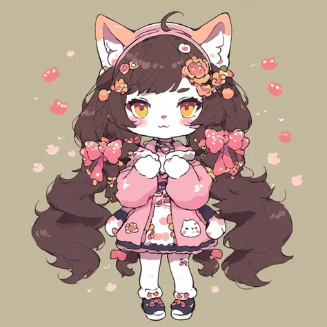One cat girl<lora:chibi_anime-000005:1>