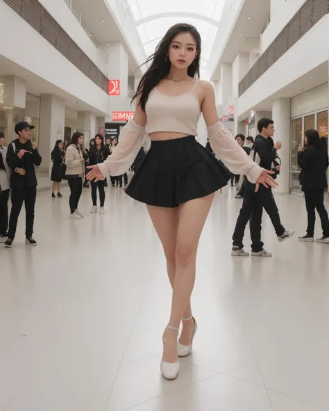 full body portrait, mall, stylish dance idol