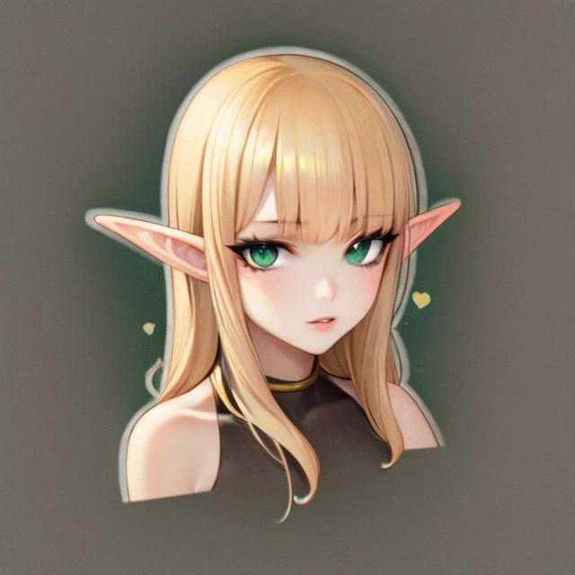 masterpiece, portrait of beautiful elf girl, blonde hair, deep green eyes, dark_background, face to camera, looking at viewer, very detailed <hypernet:ico-v2-ultimate:1.0>