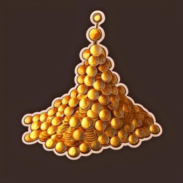 masterpiece, pile of gold, caustics, dark_background, flat illustration, vector, very detailed