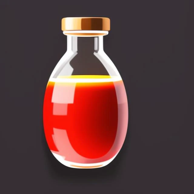 masterpiece, red potion in glass bottle, dark_background, very detailed, icon, centered, realistic, cinematic lighting