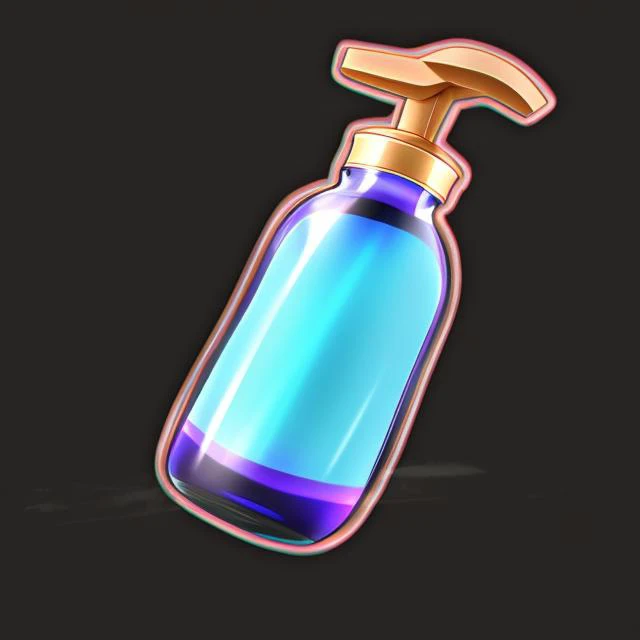 masterpiece, fantasy health potion in bottle, caustics, dark_background, flat illustration, vector, very detailed