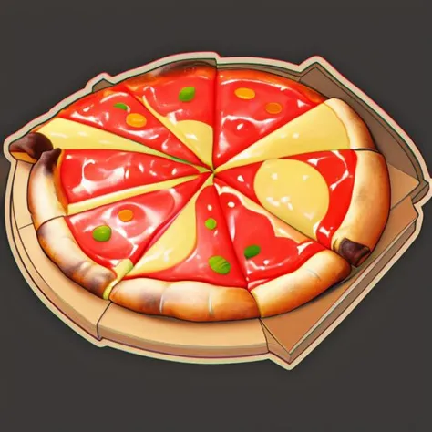 masterpiece, pizza, dark_background, flat illustration, vector, very detailed