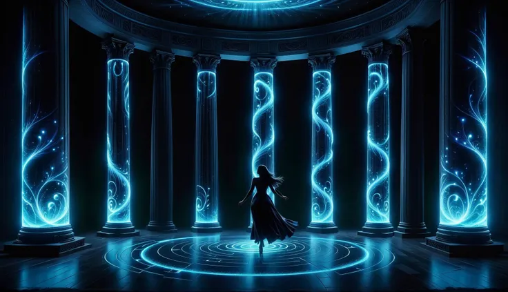 cinematic film still (((Ultra-detailed, Hyper-realistic, 8k, highres, masterpiece)))A singular entity castin shadow and silhouette,in front of a Gigantic dimensional portal,pulsating with energy and mysteries,2 large intricate pillars either side,with runic symbols carved and etches into their black obsidian face. Light emanating from the singularity created,lighting the room with dancing shadows.,<lora:add-detail-xl:1>,Details++,<lora:Biol:0.7>,ais-blmn,<lora:Concept - Shadowmancer:0.6>,shad0wmancer,ink,(swirling black ink),<lora:GlowingRunesAIv4:1>,GlowingRunes_red,GlowingRunes_paleblue,GlowingRunes_green,GlowingRunes_purple,GlowingRunes_yellow,GlowingRunes_pink,<lora:spotlight:0.8>,silhouette,spotlight,dark theme, . shallow depth of field, vignette, highly detailed, high budget, bokeh, cinemascope, moody, epic, gorgeous, film grain, grainy