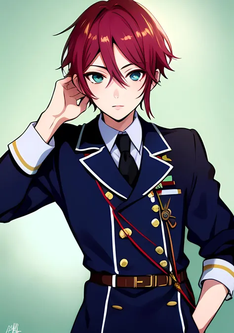 masterpiece, best quality, highres, high quality, 1boy, solo, male focus, looking at viewer, upper body, hair, realistic, free pose, shinano, military uniform<lora:Shinano_Toushirou-09:0.67>