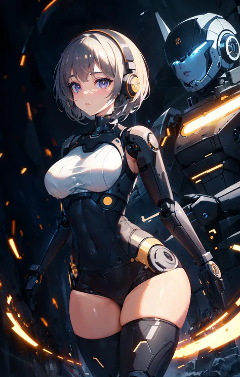 SLE, mksks style, best quality, masterpiece, detailed background, highly detailed, intricate, detailed face, long eyelashes, detailed eyes, (standing:1.3), (thick thighs:1.0), (medium breasts:1.0), (narrow_waist:1.4), (black background:1.3),
(one girl, 1girl:1.1), (robot joints, android:1.3), (solo:1.3), (light blue eyes:1.0), (white hair:1.3), (short hair, straight hair:1.2), (hair_over_one_eye:1.4), (thick lips:1.3), (pink lips:1.3), (colored skin, white skin:1.4),
(nude:1.0),
(half-closed eyes:1.2), (disgust:1.3), (from below:1.3)
(splash art:1.1), (2.5d:1.2), (digital art:1.18), (digital illustration:1.18), (Cinematic Lighting:1.11), (light particles:1.1), (Cowboy Shot:1.13), (masterpiece:1.2), (best quality:1.2), 8k, HDR <lora:bf34ArtsStyleLoraBeta_v10:0.6>