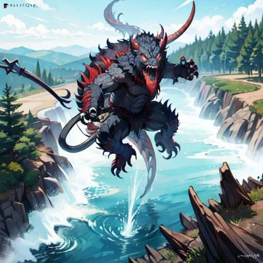 (from above:0.5), (heavy downward jump slash plunge attack:1.2), (slash lines:1.3), (character in motion:1.1), ( (distant:0.4) fearsome enemy jackalope:0.6), (foreshortening:0.6), (wilderness:0.2) battlefield|craggy background:0.25, (brown:0.4), (heroic strike:0.4), (noon:0.9), (illustrated adventurer:0.4), (grizzled ruffian:0.6), orthographic view, (drone camera:0.3), ( (distant:0.4) gnarly wicked (fantasy:0.6) beast), plunging attack, (close combat:0.3), (GoPro footage 4k:0.7), high quality video stream
