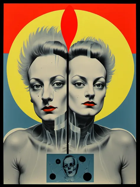 portrait, man and woman as personification of pornography, epic composition, <lora:DeconDada:2> deda style, x-ray dadaism art by Tristan Tzara,Man Ray,Raoul Hausmann,Viking Eggeling,Barry Humphries, amber,Blood red,Persian indigo,Aquamarine,Lemon