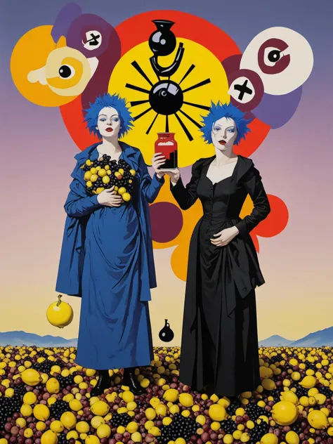 portrait, man and woman as the personification of excess,consumerism, epic composition, <lora:DeconDada:2> deda style, mixed media dadaism art by Pierre Albert-Birot,Elsa von Freytag-Loringhoven,Philippe Soupault, Lemon,Raisin black,Oxblood,Sizzling Sunrise,blue violet