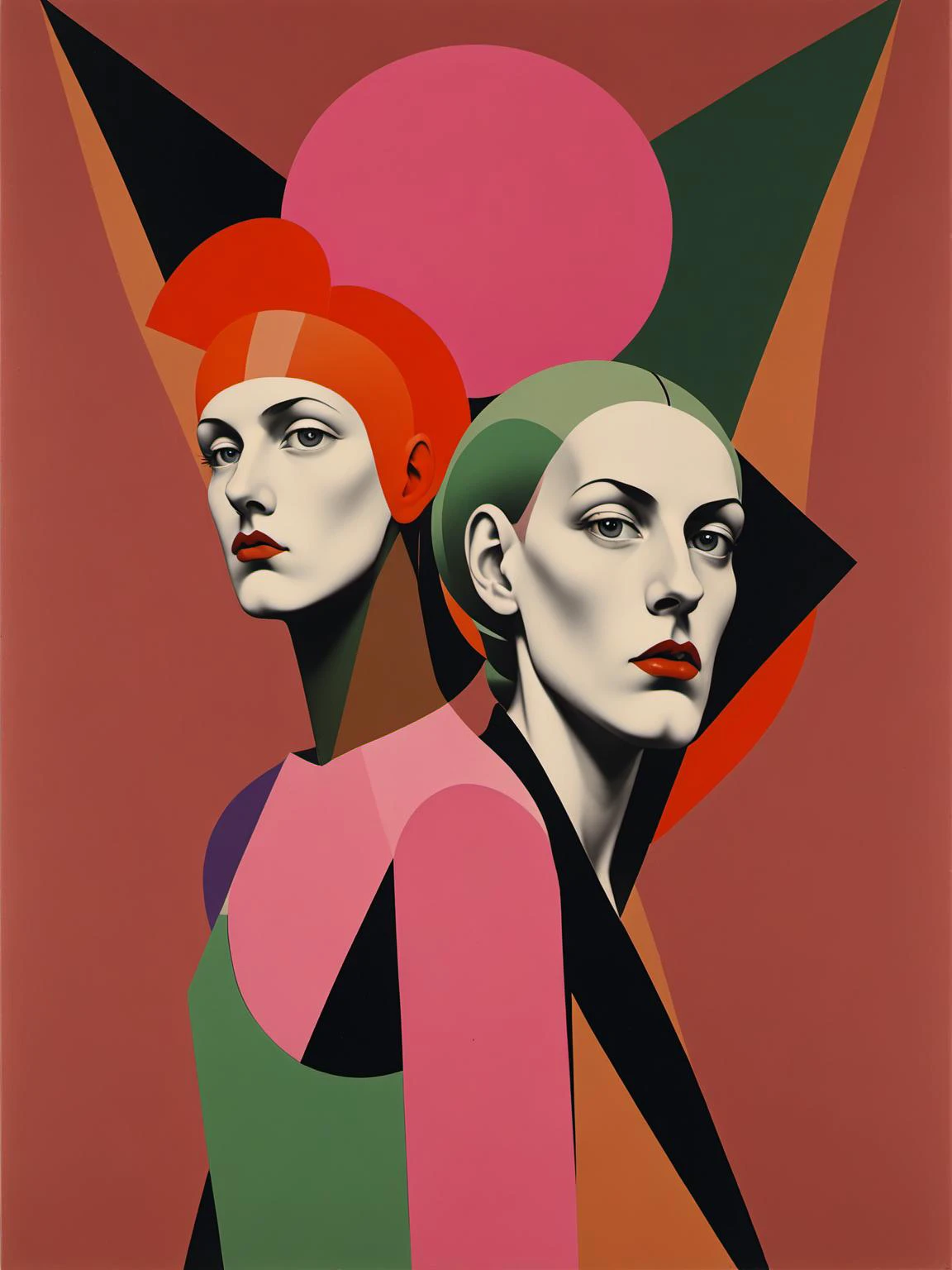 portrait, man and woman as the personification of injustice,war, epic composition, <lora:DeconDada:2> deda style, photography dadaism art by Agnes Elizabeth Ernst Meyer,Pranas Morkūnas,Theo van Doesburg, Candy pink,Mango,Maximum red purple,Brown,Copper green