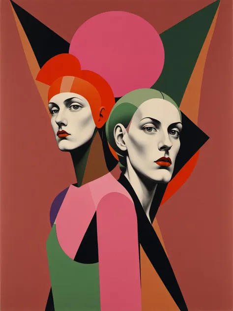 portrait, man and woman as the personification of injustice,war, epic composition, <lora:DeconDada:2> deda style, photography dadaism art by Agnes Elizabeth Ernst Meyer,Pranas MorkÅ«nas,Theo van Doesburg, Candy pink,Mango,Maximum red purple,Brown,Copper green