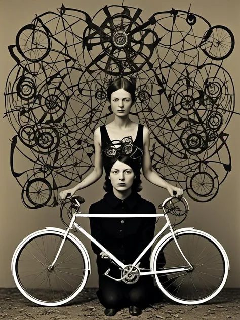 deconstructed photo, woman as personification of bicycles, intricate, epic composition, <lora:DeconDada:1.5> deda style, mixed media, surreal, dada, dadaism art by Yi Sang,Wieland Herzfelde,Richard Huelsenbeck,Pierre Albert-Birot,Tristan Tzara