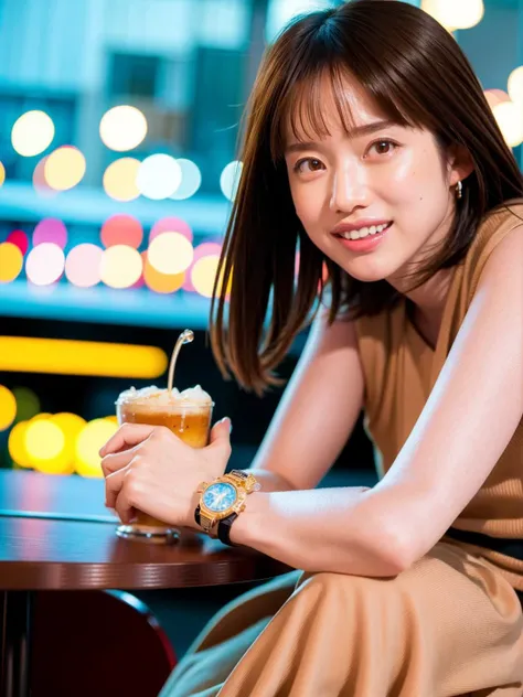 <lora:hironakaayaka_lora:1>
((masterpiece:1.4, best quality)), ((masterpiece, best quality)), (photo realistic:1.4),
professional lighting, physically-based rendering,
extremely detailed eyes and face, eyes with beautiful details,(face_focus:0.8),
Japanese idle (Japanese actress),
slender, thin legs,
night view,outdoor, cafe terrace,cafe table,cafe cup,
casual dress,(laugh:1.1),(smile:1.1)
