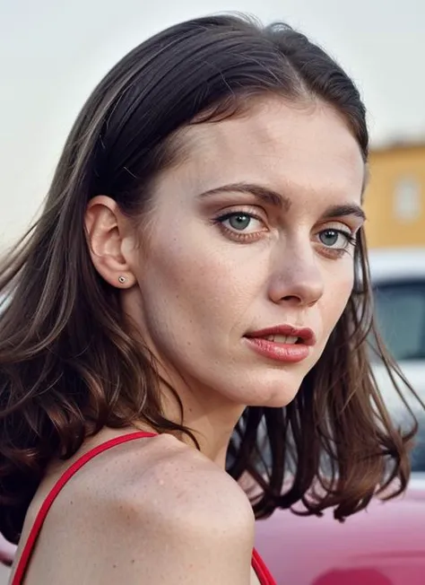 close up portrait of sks woman , by Flora Borsi, style by Flora Borsi, bold, bright colours, ((Flora Borsi)), by William Eggleston, <lora:lora-small-olivia-newton-john-v1:1>