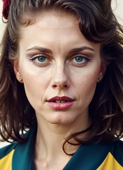 close up portrait of sks woman , by Flora Borsi, style by Flora Borsi, bold, bright colours, ((Flora Borsi)), by Jimmy Nelson, <lora:lora-small-olivia-newton-john-v1:1>