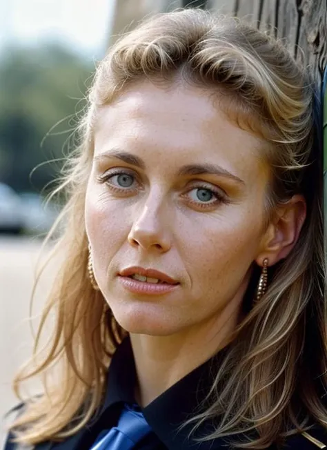 A stunning intricate color close up portrait of (sks woman:1) , wearing Suit and tie, epic character composition, sharp focus, natural lighting, subsurface scattering, f2, 35mm, film grain, , by Imogen Cunningham, <lora:lora-small-olivia-newton-john-v1:1>