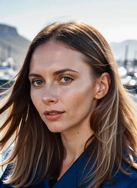 portrait of sks woman in Cape Town, at the V&A Waterfront, by Flora Borsi, style by Flora Borsi, bold, bright colours, ((Flora Borsi)), by Edward Weston, <lora:lora-small-olivia-newton-john-v1:1>