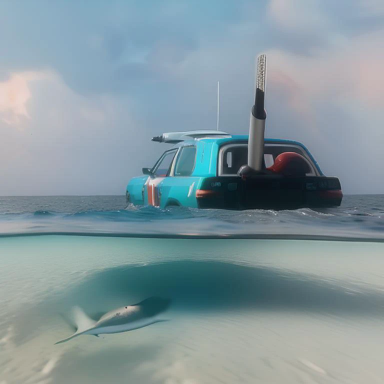 aquatic photograph of a submarine that looks like CarXjohnson, underwater with fins and propellers, coral, shark, blackhole, ocean bed, floating under the water with waterbed above, in the pacific ocean, sea quest, nautilus looking like CarXjohnson