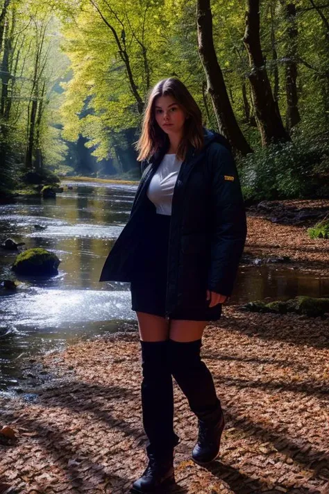 (DEN_ashley_tervort:0.9),
walking by a river in a rich atmospheric (woodland forest:1.2) wearing hiking gear, (god rays:1.3), (atmospheric:1.1), scenic,
bokeh, f1.4, 40mm, photorealistic, raw, 8k, textured skin, skin pores, intricate details <lora:epi_noiseoffset2:1>, epiCRealism <lora:detail_slider_v4:0.8> <lora:ClothingAdjuster3:-1.2>