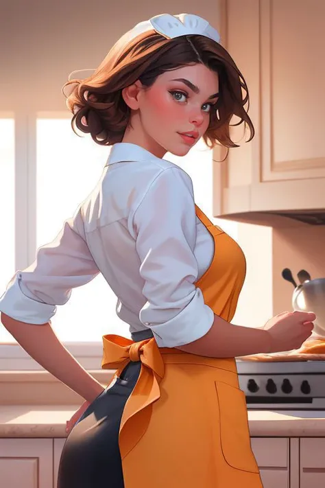 (DEN_ashley_tervort:0.9),
baking in a bright kitchen wearing an apron, pinny, baking, cooking, chef, apron,
bokeh, f1.4, 40mm, photorealistic, raw, 8k, textured skin, skin pores, intricate details  <lora:epi_noiseoffset2:1>, epiCRealism <lora:detail_slider_v4:0.8> <lora:ClothingAdjuster3:-1.2>