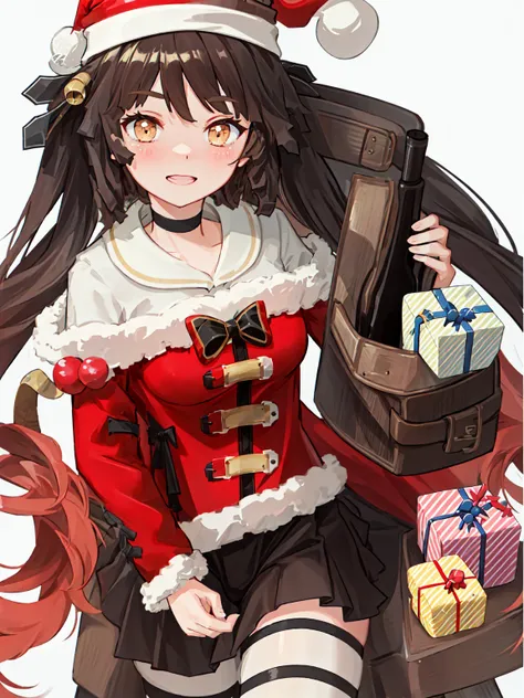 masterpiece, best quality, <lora:mtf-000004:1>, M14christmas, pick up a gift box