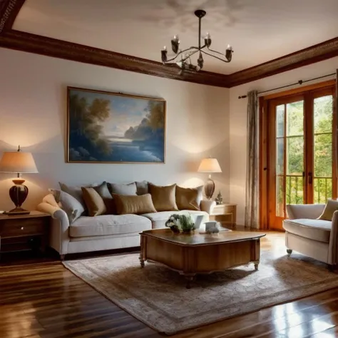 "decorated modern country house interior, trending on artstation, hdr, 8 k, light reflections"