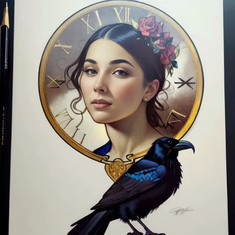 "beautiful victorian raven digital painting, art by artgerm and greg rutkowski, alphonse mucha, cgsociety"