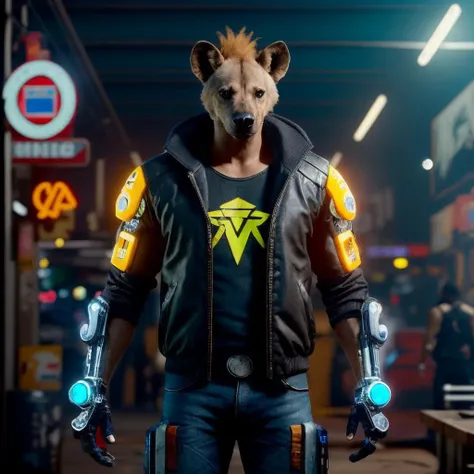 "cybernetically enhanced cyborg hyena, realistic cyberpunk 2 0 7 7 concept art"